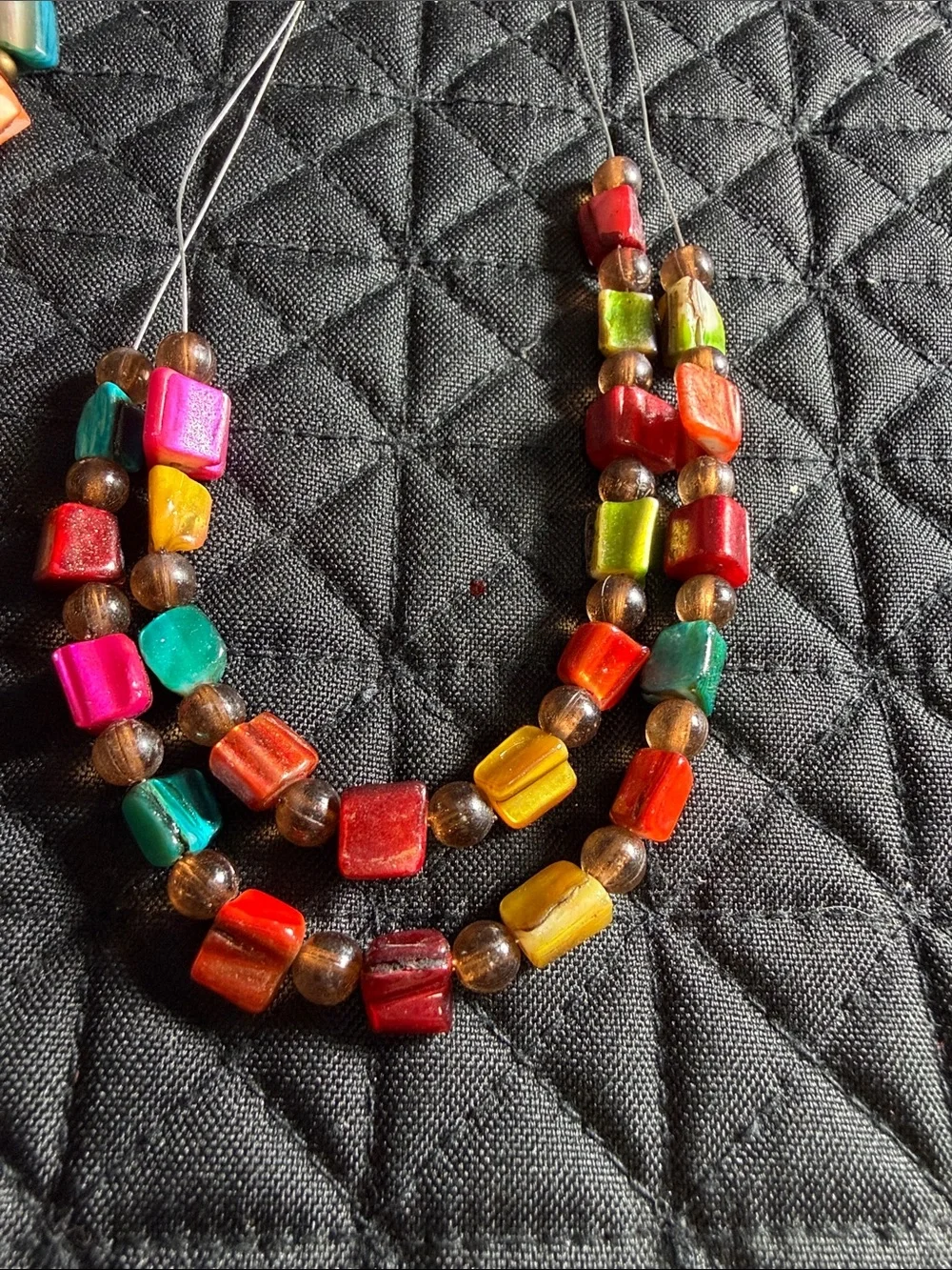 Colorful Multicolor Bead Necklace and Bracelet Set - Women's Fashion Jewelry